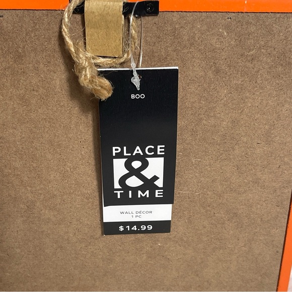 Place & Time Halloween Wall/Tabletop Orange Black “Hey Boo” Skull Decor New - Picture 3 of 5